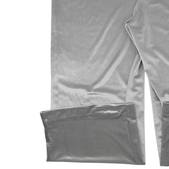 White House Black Market Pants Womens Large Short Gray Wide Leg Velvet Relaxed - Picture 11 of 12